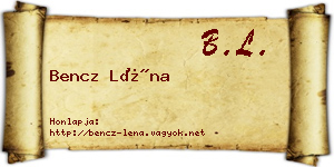 Bencz Léna névjegykártya